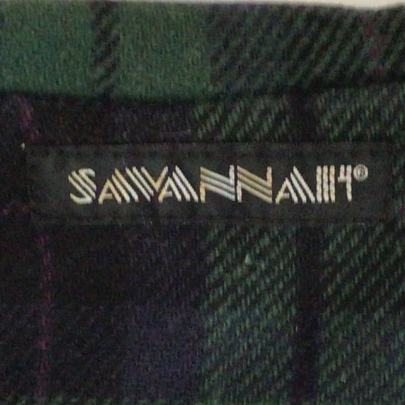 Savannah - Green, blue. black, and purple plaid wool blazer - Picture 6 of 7